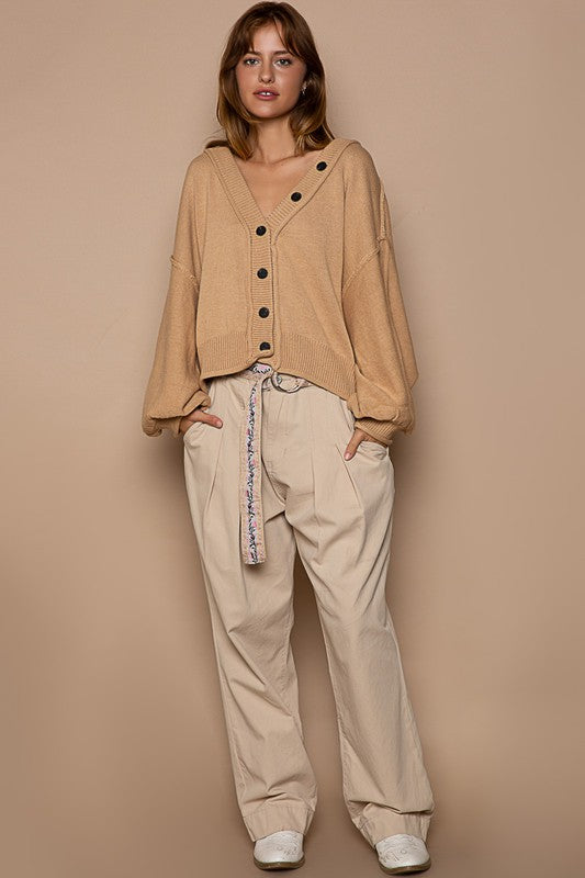 Dropped Shoulder Button Down Cardigan