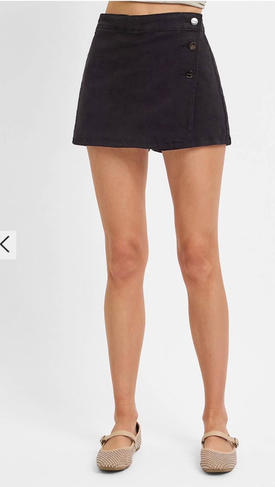Button Down Skort Black