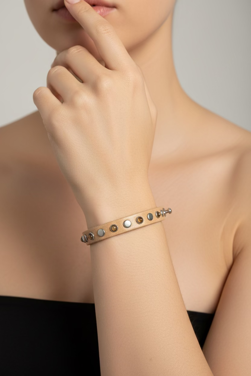 Leather Matt Studded Bracelet