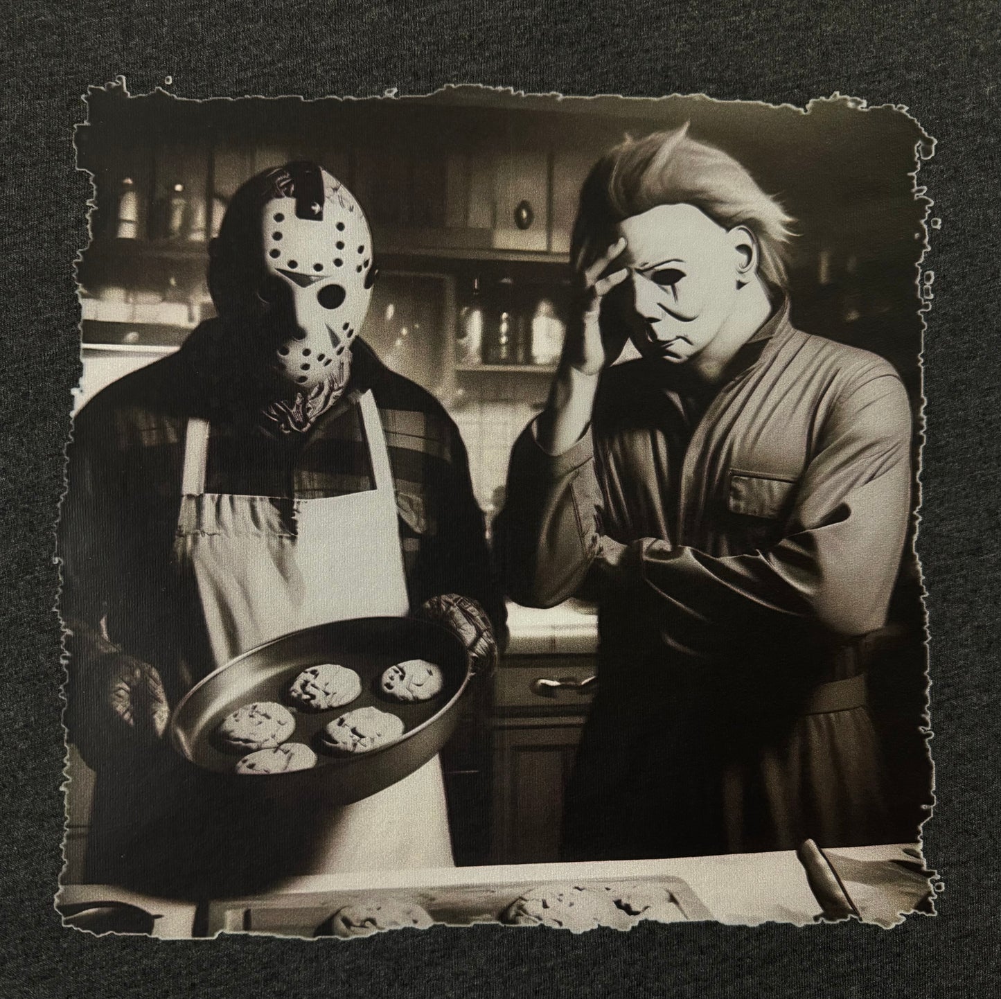 BAKING COOKIES HORROR GRAPHIC T-SHIRT