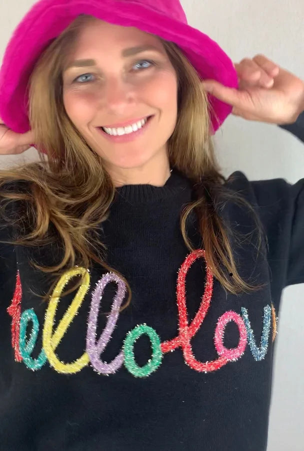 Hello Love Sweater Black