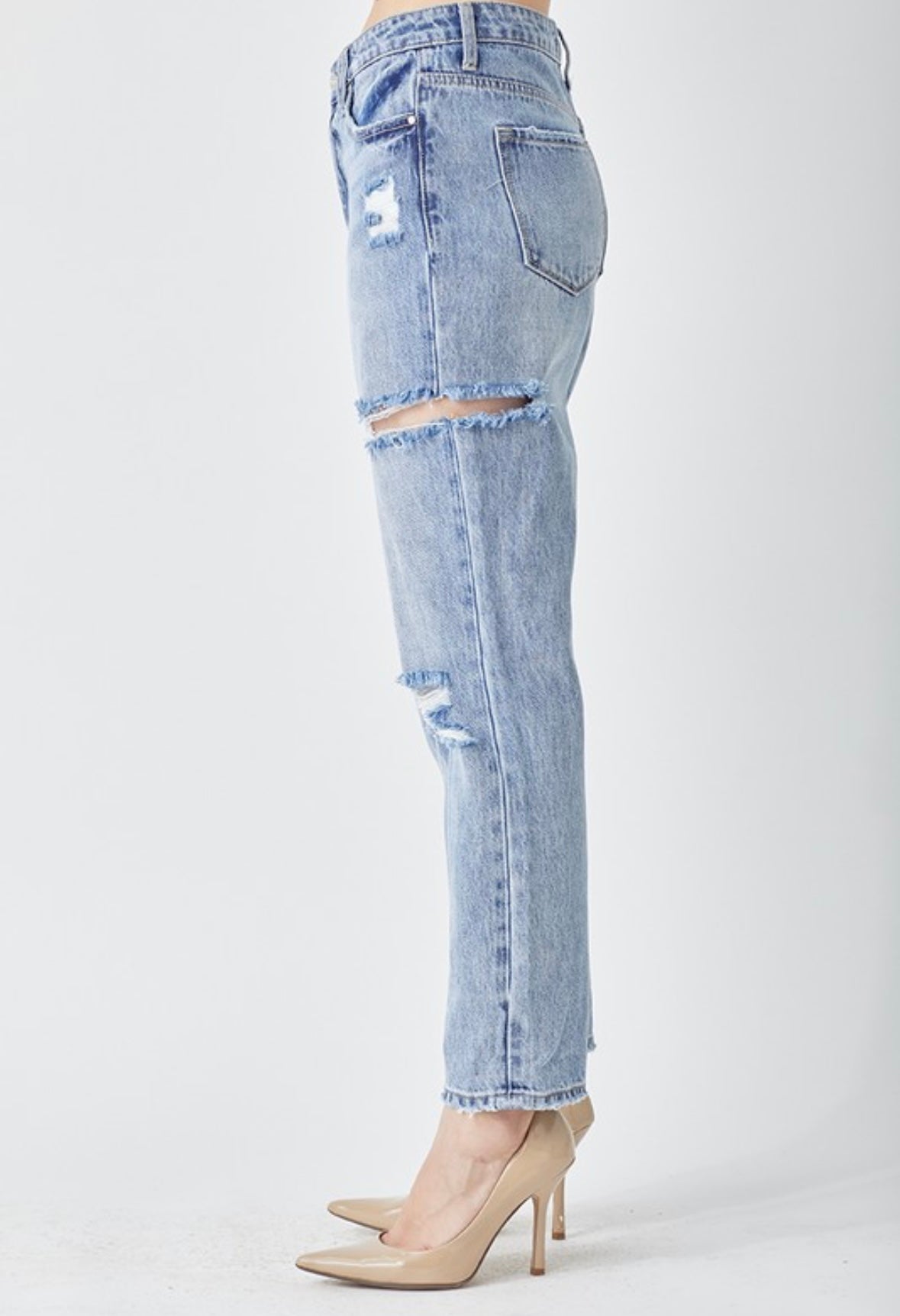 High Rise Ankle Barrell Leg Jeans