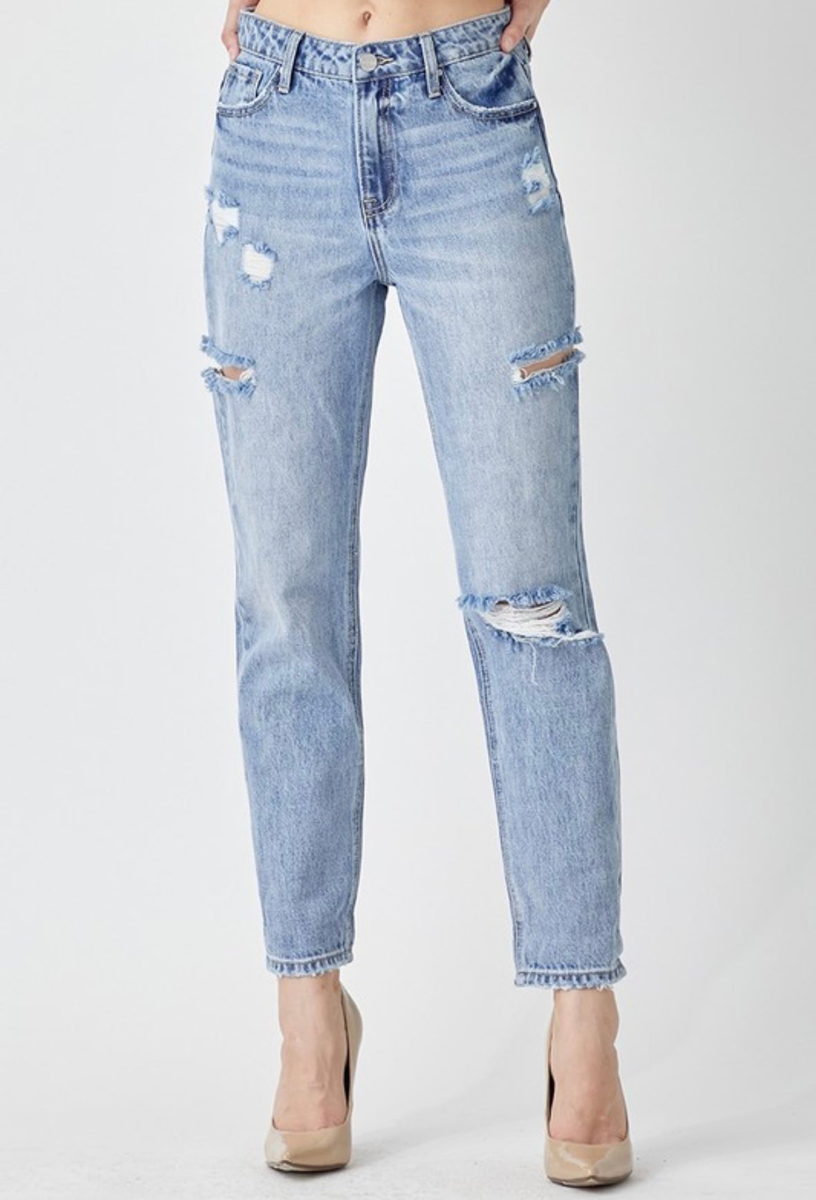 High Rise Ankle Barrell Leg Jeans