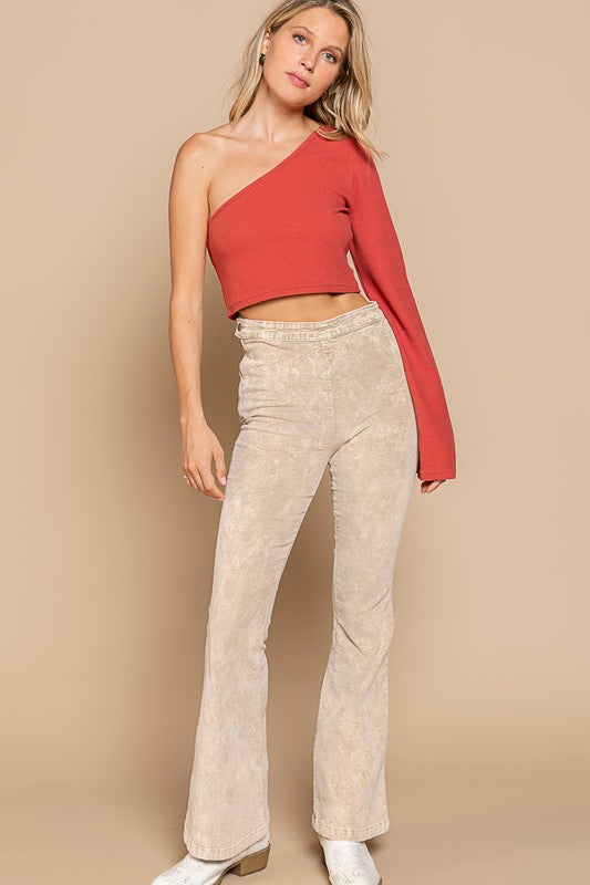 Raspberry Red One Shoulder Cropped Top