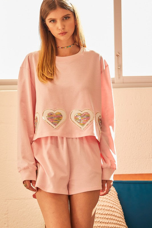 Pink of Hearts Short Set