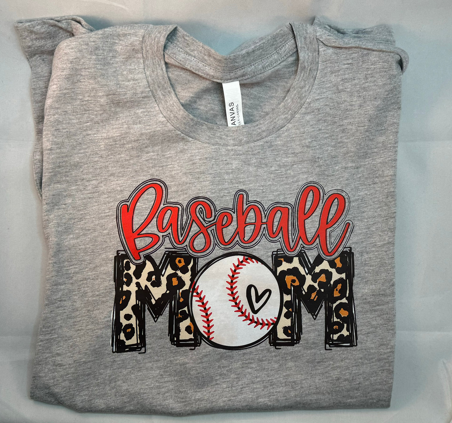 Baseball Mom Leopard Graphic T-Shirt