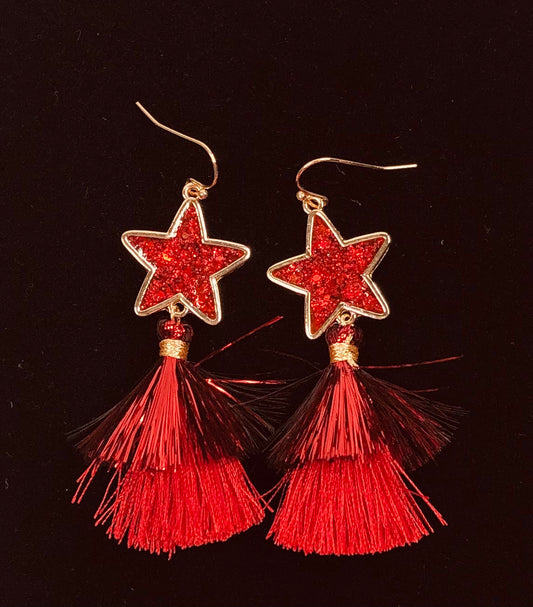 Tassell Red Earrings