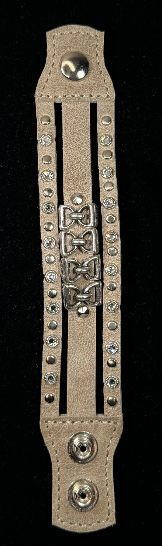 Taupe Leather Studded Bracelet