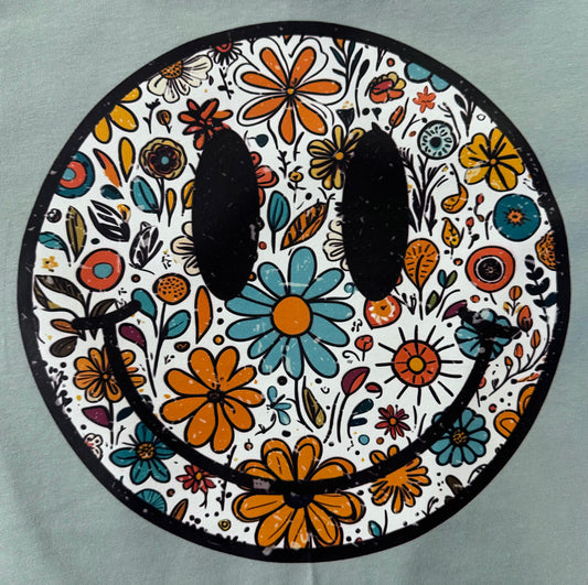 FLORAL SMILE FACE GRAPHIC T
