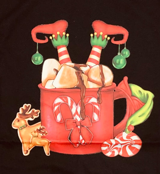 Christmas Elf in a Mug Graphic T-Shirt