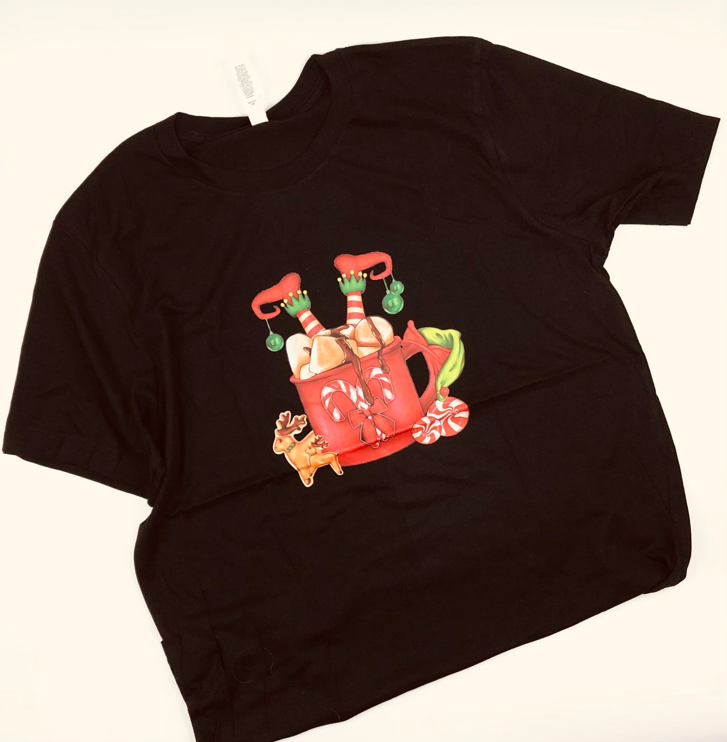 Christmas Elf in a Mug Graphic T-Shirt