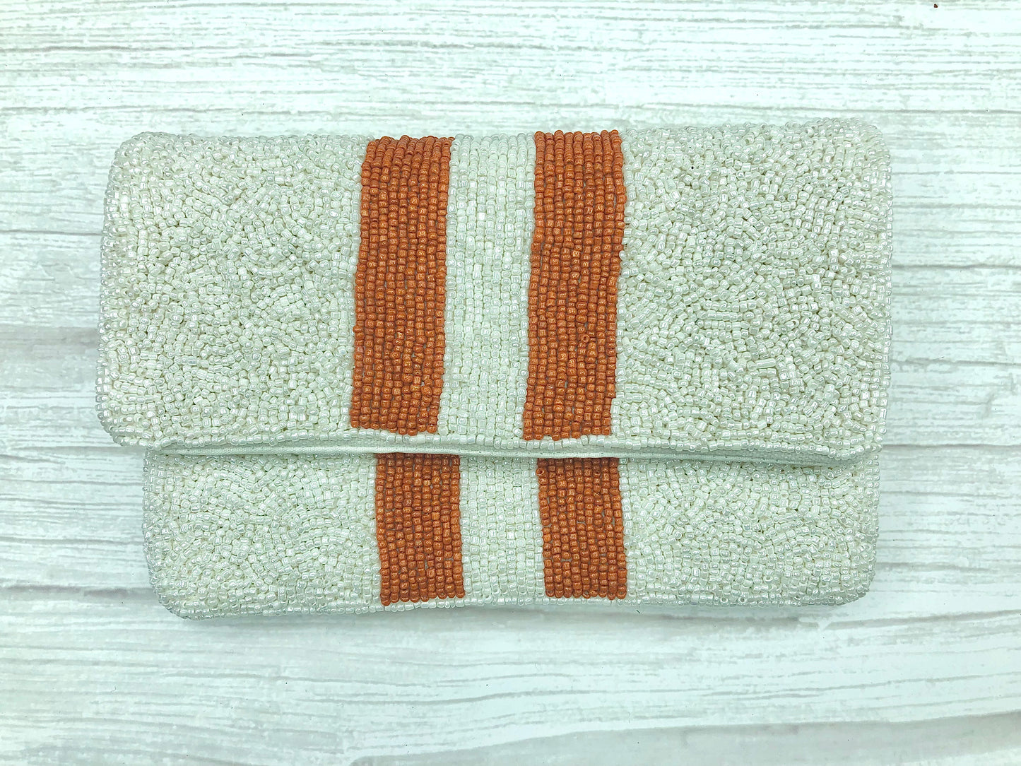 UT Stripe Beaded Mini Clutch