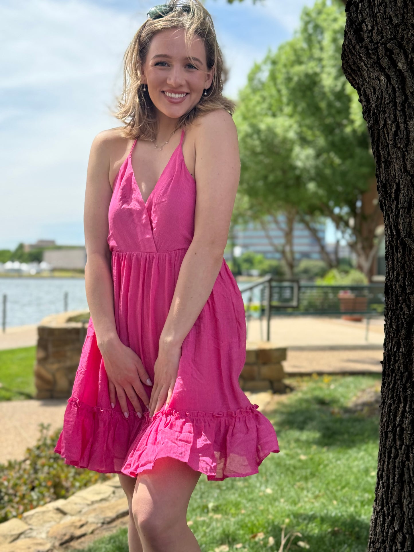 Lattice Sundress Pink