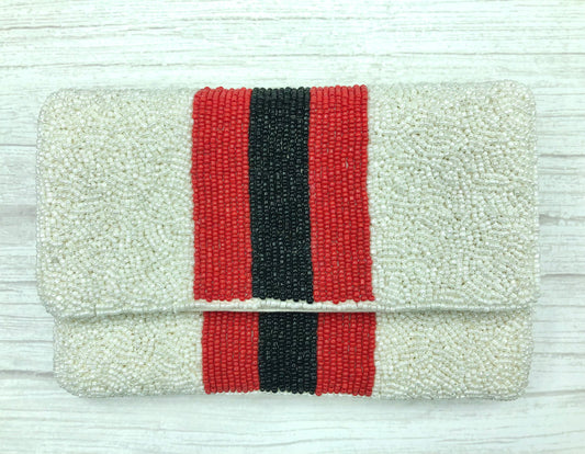 Texas Tech Striped Beaded Mini Clutch