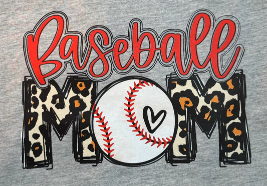 Baseball Mom Leopard Graphic T-Shirt