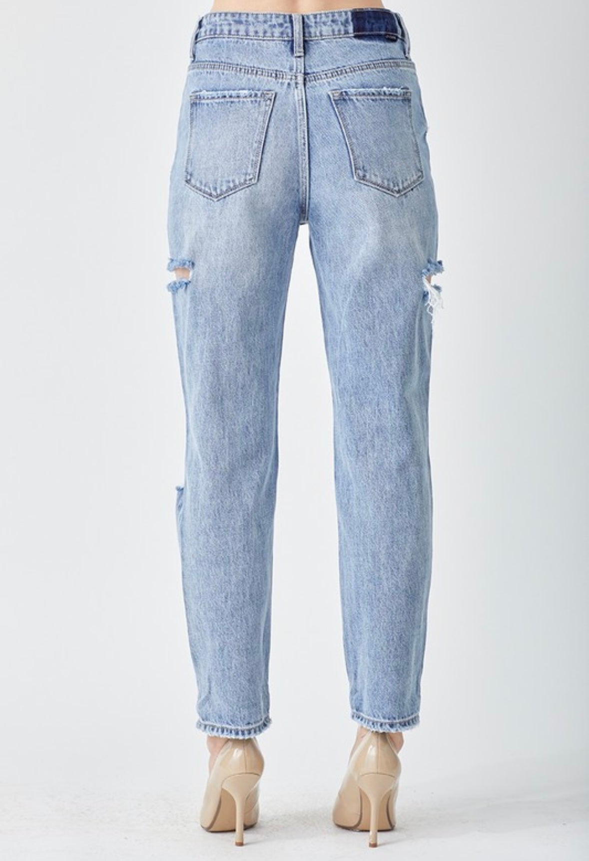High Rise Ankle Barrell Leg Jeans