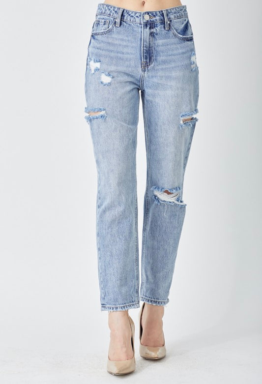 High Rise Ankle Barrell Leg Jeans