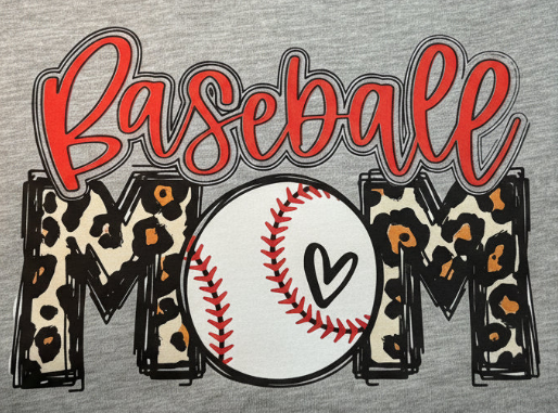Baseball Mom Leopard Graphic T-Shirt