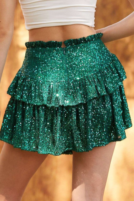 Sequin Skort Green