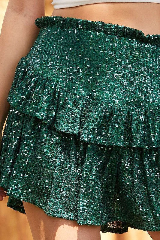 Sequin Skort Green