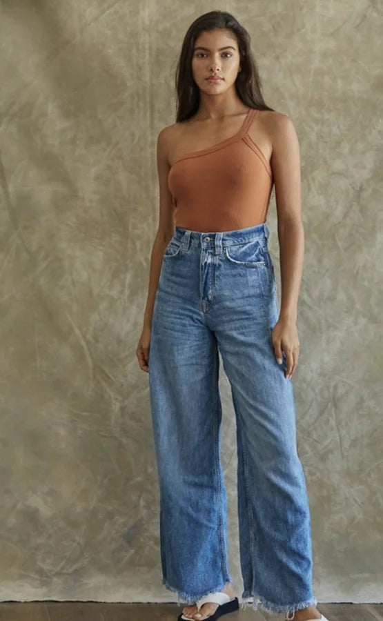 One Strap Shoulder Crop Top Burnt Orange
