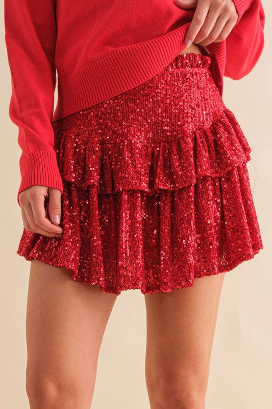 Ruffle Sequin Skort