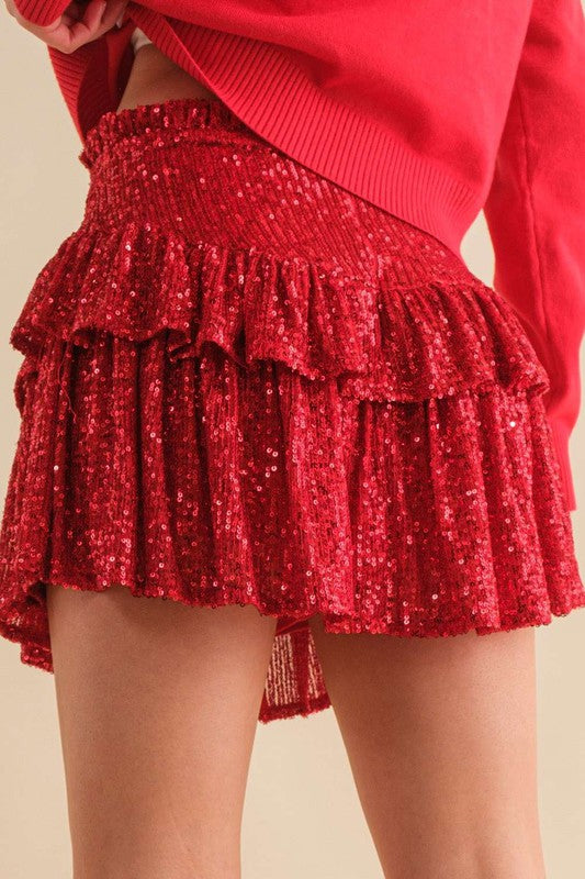 Ruffle Sequin Skort