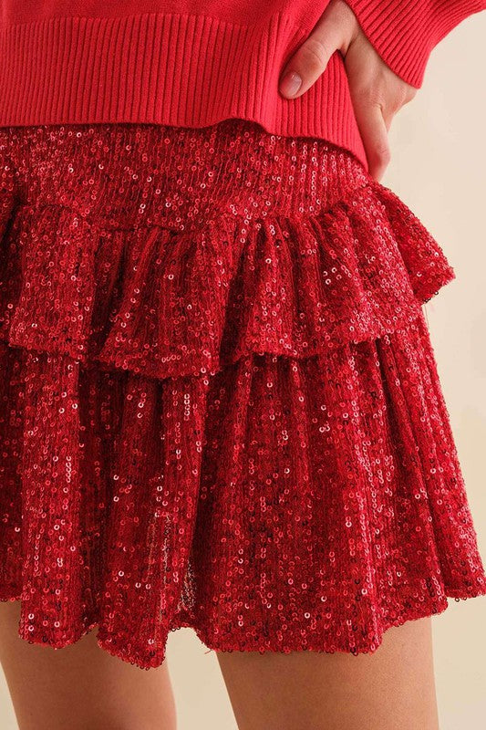 Ruffle Sequin Skort