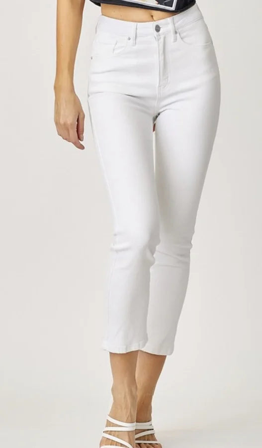 White Distressed Straight Leg Jeans