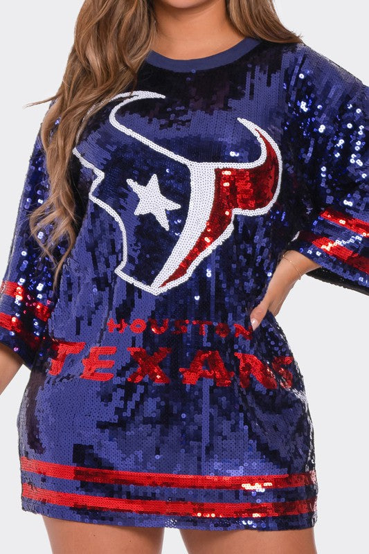 houston texans sequin dress Outerstuff Women's Houston Texans Glam 2.0 Sequin Dress