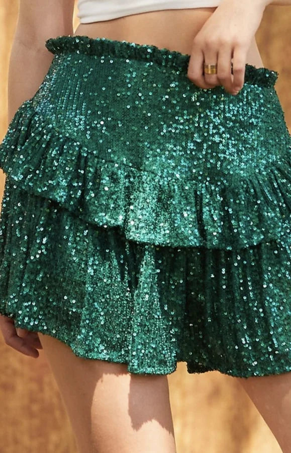 Sequin Skort Green